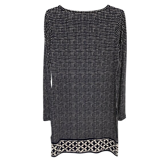 Michael Michael Kors Shift Dress Size Small Long Sleeve Geometric Black White - Picture 3 of 11